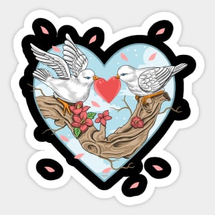 Romantic Birds in Love Valentine Sticker